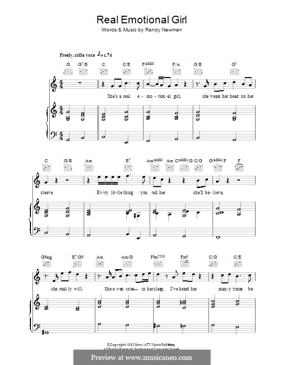 Real Emotional Girl: Für Stimme und Klavier (oder Gitarre) by Randy Newman
