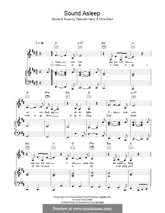 Sound Asleep (Blondie): Für Stimme und Klavier (oder Gitarre) by Chris Stein, Deborah Harry