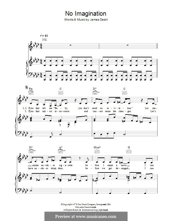 No Imagination (Blondie): Für Stimme und Klavier (oder Gitarre) by James Mollica Destri