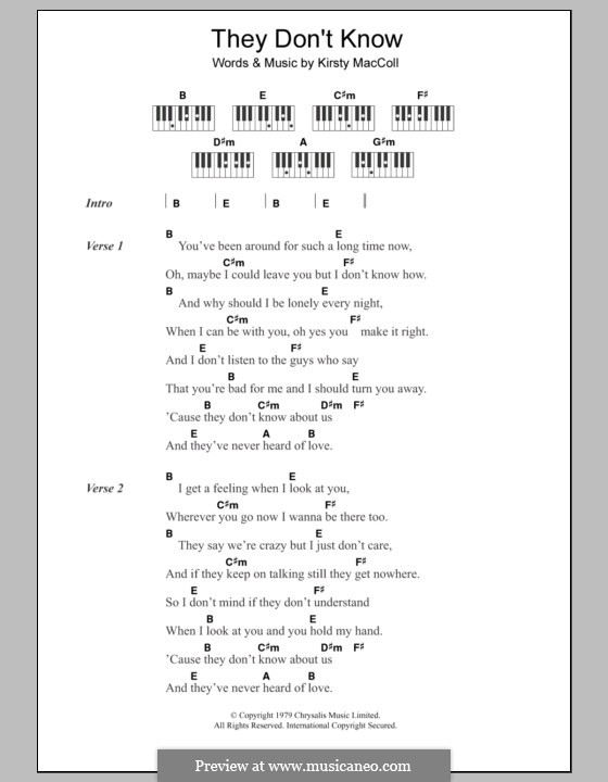 They Don't Know: Text und Akkorde für Klavier by Kirsty MacColl