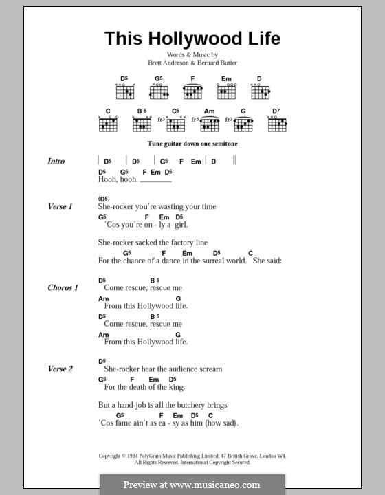 This Hollywood Life (Suede): Texte und Akkorde by Bernard Butler, Brett Anderson