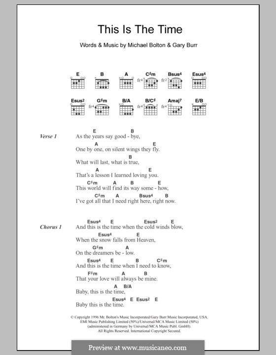 This is the Time: Text und Akkorde by Gary Burr, Michael Bolton