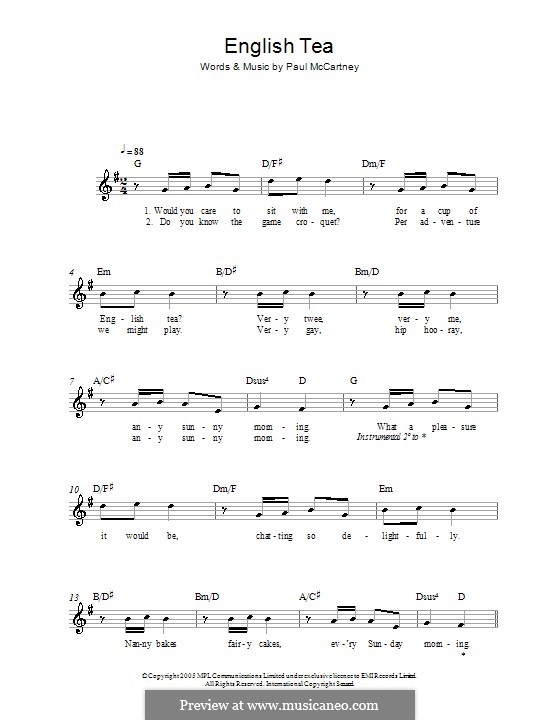 English Tea: Melodie, Text und Akkorde by Paul McCartney