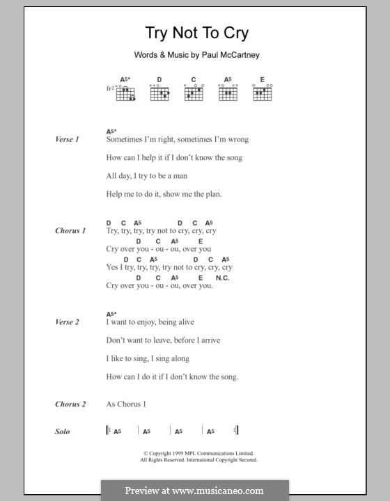Try Not to Cry: Text und Akkorde by Paul McCartney