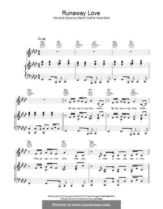 Runaway Love: Für Stimme und Klavier (oder Gitarre) by Alice Gold, Martin Craft