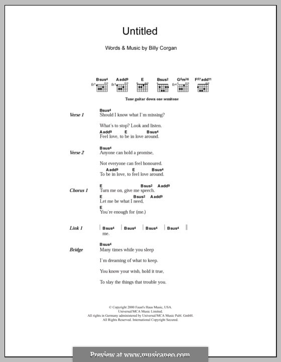 Untitled (The Smashing Pumpkins): Text und Akkorde by Billy Corgan
