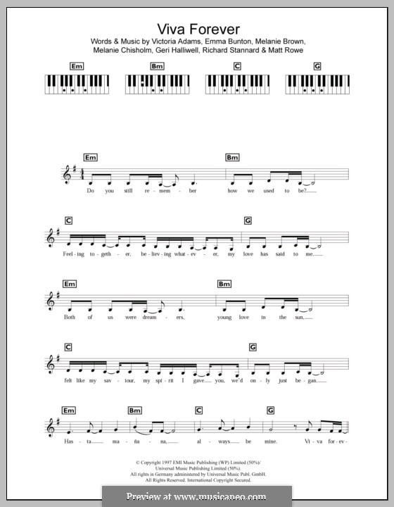 Viva Forever (The Spice Girls): Für Keyboard by Emma Bunton, Geri Halliwell, Matt Rowe, Melanie Brown, Melanie C, Richard Stannard, Victoria Adams