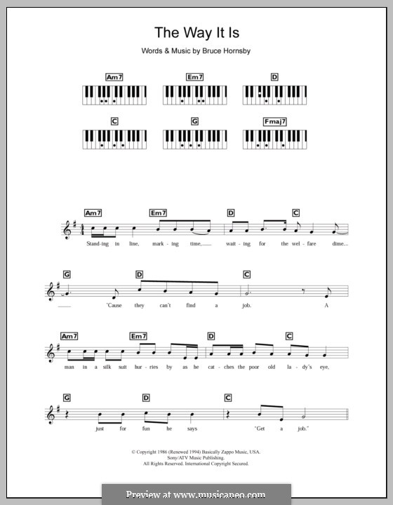 The Way It Is (Bruce Hornsby and The Range): Für Keyboard by Bruce Hornsby