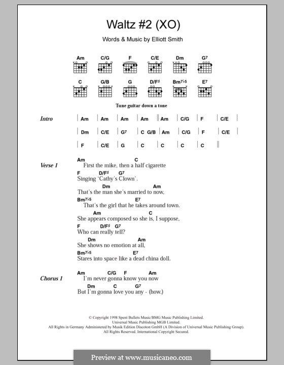 Waltz No.2 (XO): Texte und Akkorde by Elliott Smith