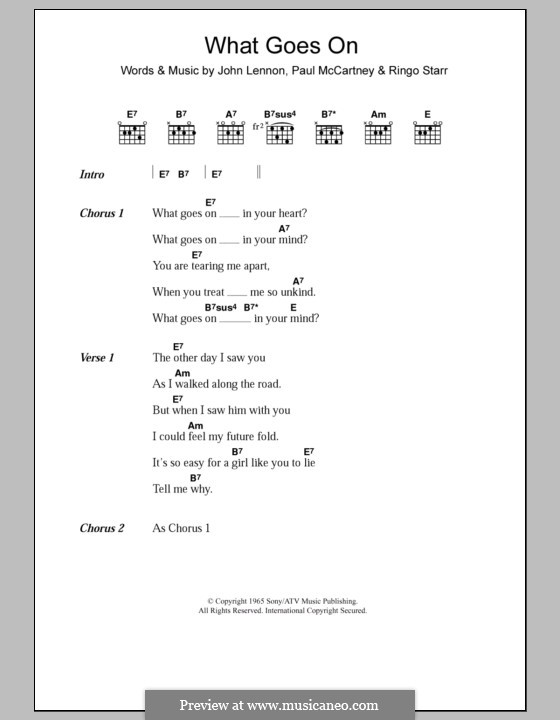 What Goes on? (The Beatles): Text und Akkorde by John Lennon, Paul McCartney, Ringo Starr