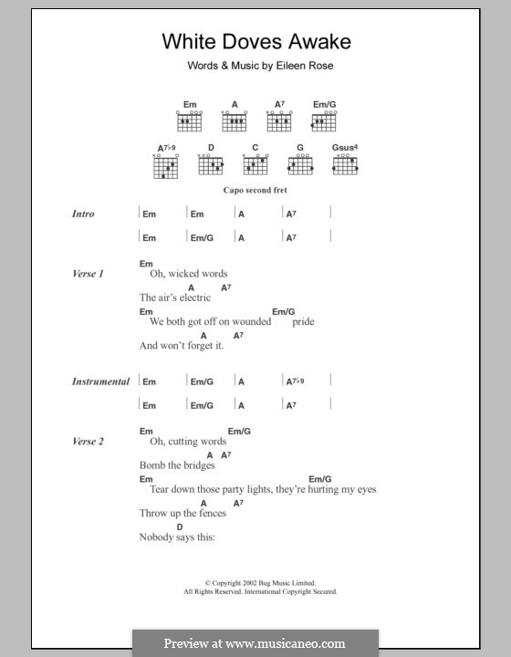 White Doves Awake: Texte und Akkorde by Eileen Rose