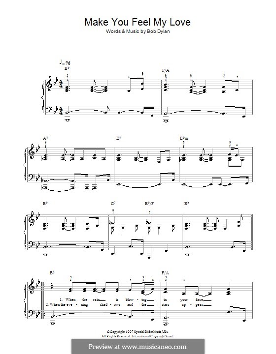 Make You Feel My Love: Einfache Noten für Klavier by Bob Dylan