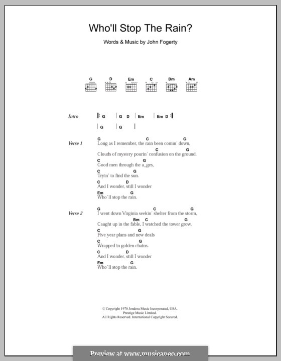 Who'll Stop the Rain (Creedence Clearwater Revival): Text und Akkorde by John C. Fogerty