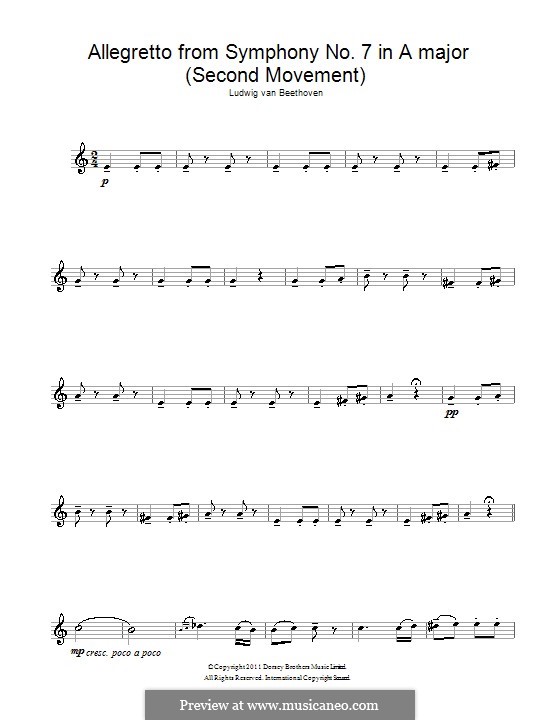 Movement II (Printable scores): Thema. Version für Flöte by Ludwig van Beethoven