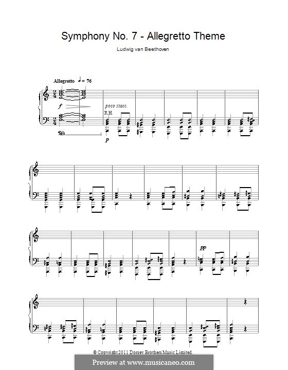 Movement II (Printable scores): Thema. version für Klavier by Ludwig van Beethoven