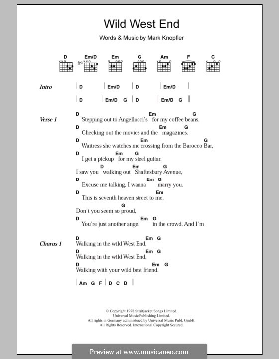 Wild West End (Dire Straits): Text und Akkorde by Mark Knopfler