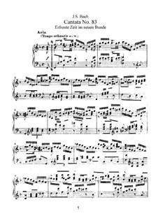 Erfreute Zeit im neuen Bunde, BWV 83: Bearbeitung für Stimmen und Klavier by Johann Sebastian Bach