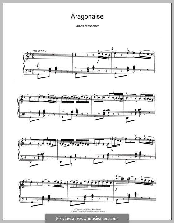 Le Cid: Aragonaise. Version for piano by Jules Massenet