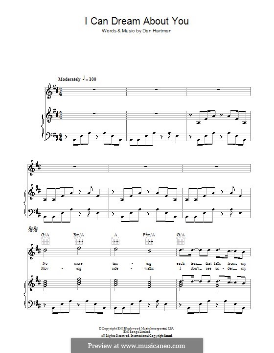 I Can Dream About You: Für Stimme und Klavier (oder Gitarre) by Dan Hartman