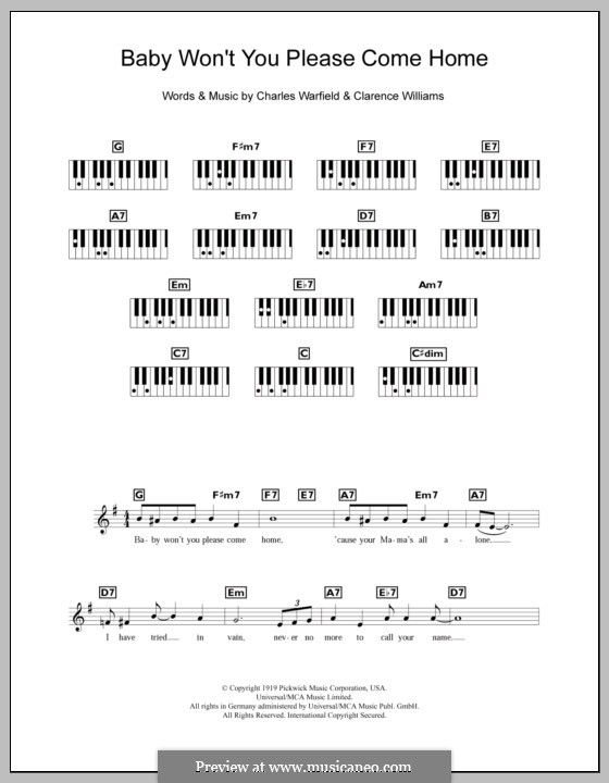 Baby, Won't You Please Come Home: Für Keyboard by Charles Warfield, Clarence Williams