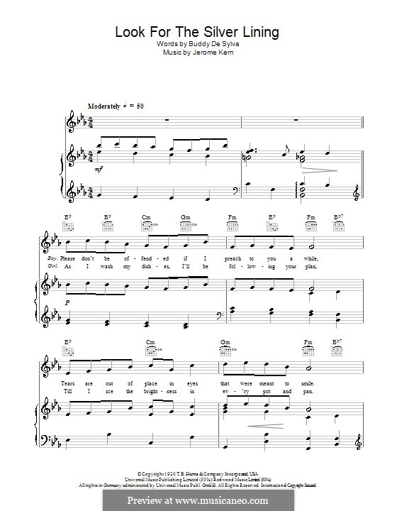 Look for the Silver Lining: Für Stimme mit Klavier oder Gitarre (Judy Garland) by Jerome Kern