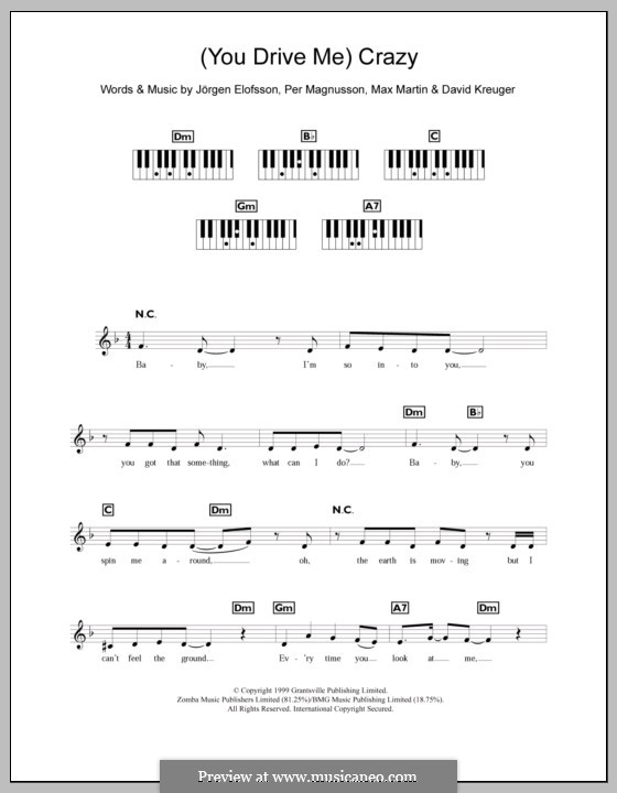 (You Drive Me) Crazy (Britney Spears): Für Keyboard by David Kreuger, Jörgen Kjell Elofsson, Max Martin, Per Magnusson