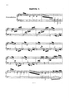 Partita für Tasteninstrument Nr.5 in G-Dur, BWV 829: Version für Cembalo by Johann Sebastian Bach