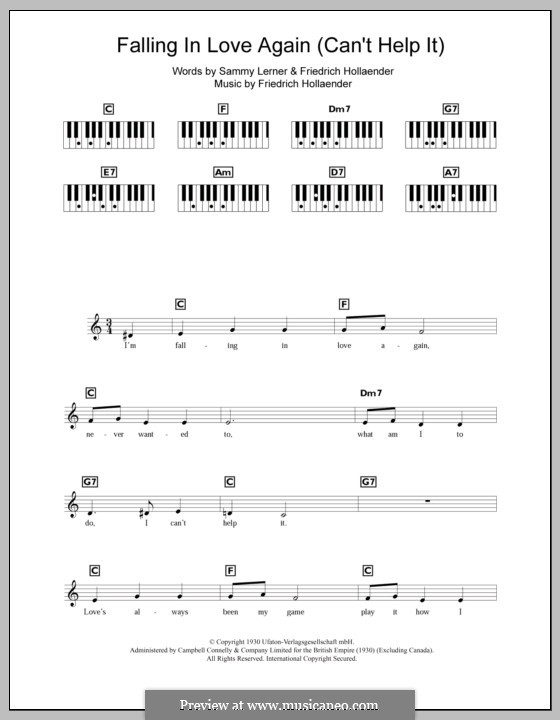 Falling in Love Again (Can't Help It): Für Keyboard by Friedrich Holländer