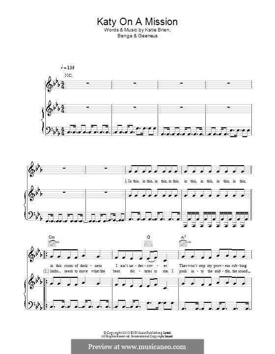 Katy on a Mission (Katy B): Für Stimme und Klavier (oder Gitarre) by Benga, Geeneus, Katie Brien