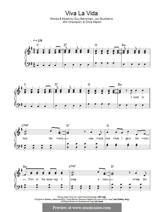 Piano version: Easy version by Chris Martin, Guy Berryman, Jonny Buckland, Will Champion