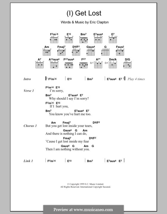 (I) Get Lost: Text und Akkorde by Eric Clapton