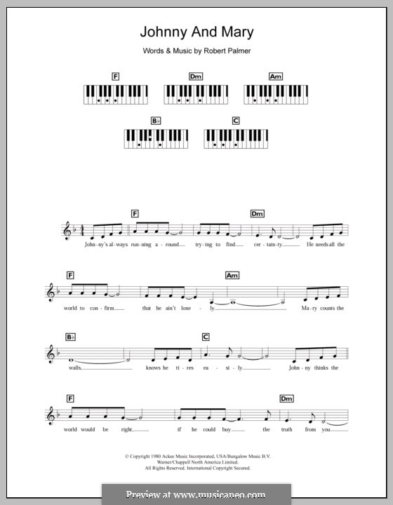 Johnny and Mary: Für Keyboard by Robert Palmer