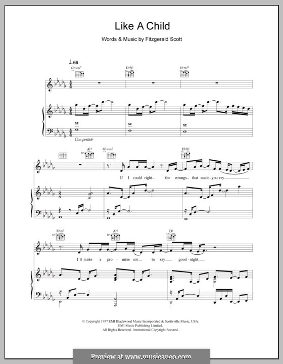 Like a Child (Backstreet Boys): Für Stimme und Klavier (oder Gitarre) by Fitzgerald Scott
