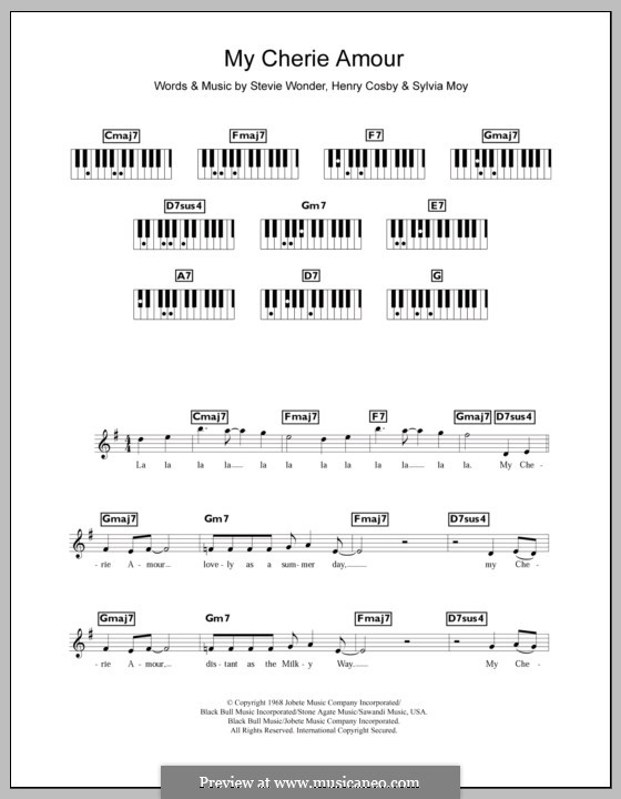 My Cherie Amour (Stevie Wonder): Für Keyboard by Henry Cosby, Sylvia Moy