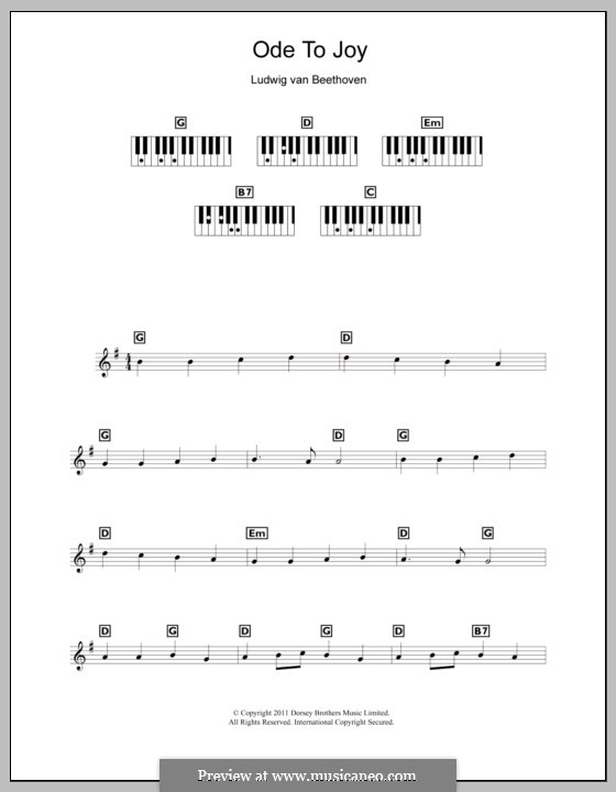 Ode an die Freude: Version für Tasteninstrumente by Ludwig van Beethoven