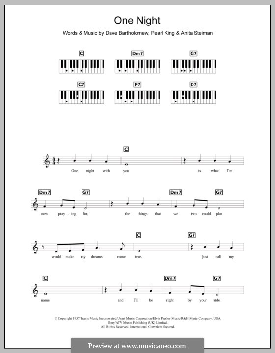 One Night (Elvis Presley): Für Keyboard by Anita Steiman, Dave Bartholomew, Pearl King