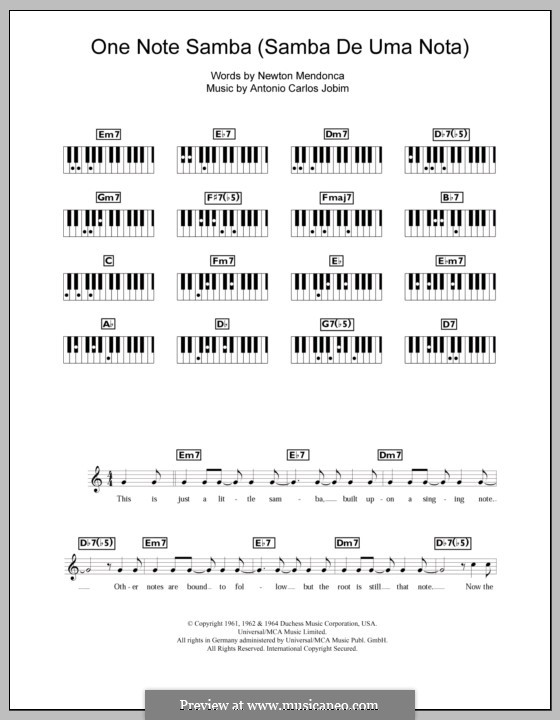 One Note Samba (Samba De Uma Nota): Für Keyboard by Antonio Carlos Jobim