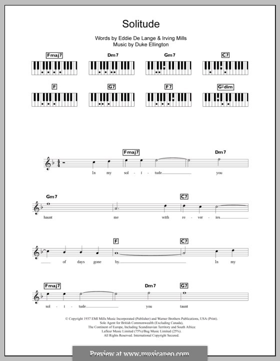 Solitude: Für Keyboard by Irving Mills, Duke Ellington, Eddie De Lange