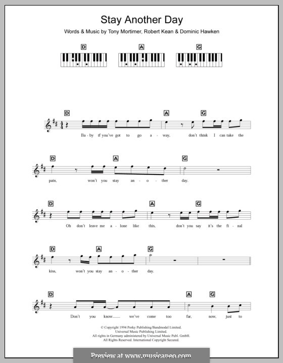 Stay Another Day (East 17): Für Keyboard by Dominic Hawken, Robert Kean, Tony Mortimer