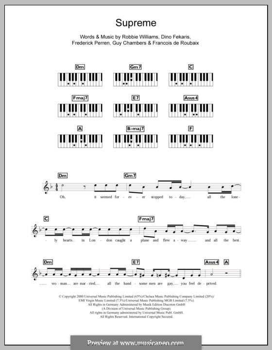 Supreme: Für Keyboard by Dino Fekaris, Francois de Roubaix, Freddie Perren, Guy Chambers, Robbie Williams