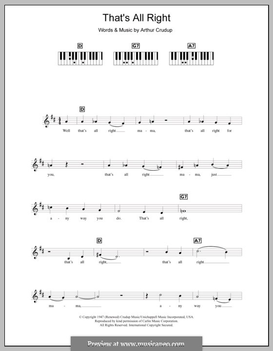 That's All Right (Elvis Presley): Für Keyboard by Arthur Crudup