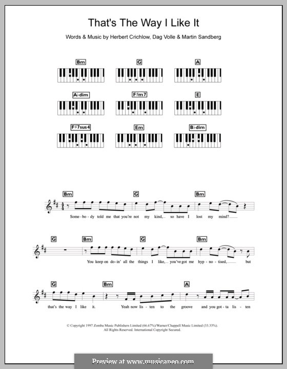 That's the Way I Like It (Backstreet Boys): Für Keyboard by Denniz Pop, Herbie Crichlow, Max Martin