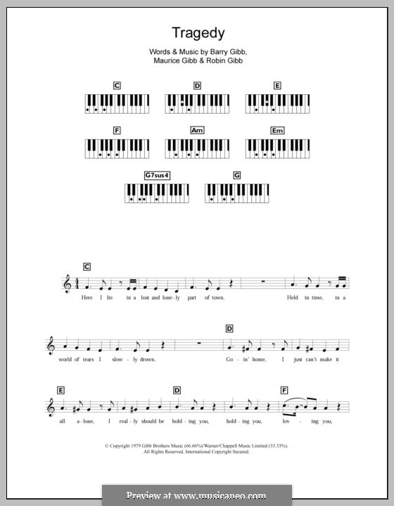 Tragedy (The Bee Gees): Für Keyboard by Barry Gibb, Maurice Gibb, Robin Gibb
