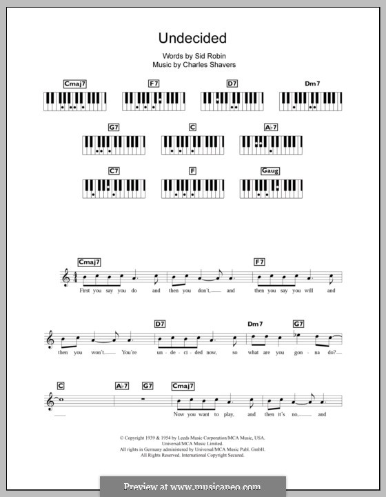 Undecided (Ella Fitzgerald): Für Keyboard by Charles Shavers