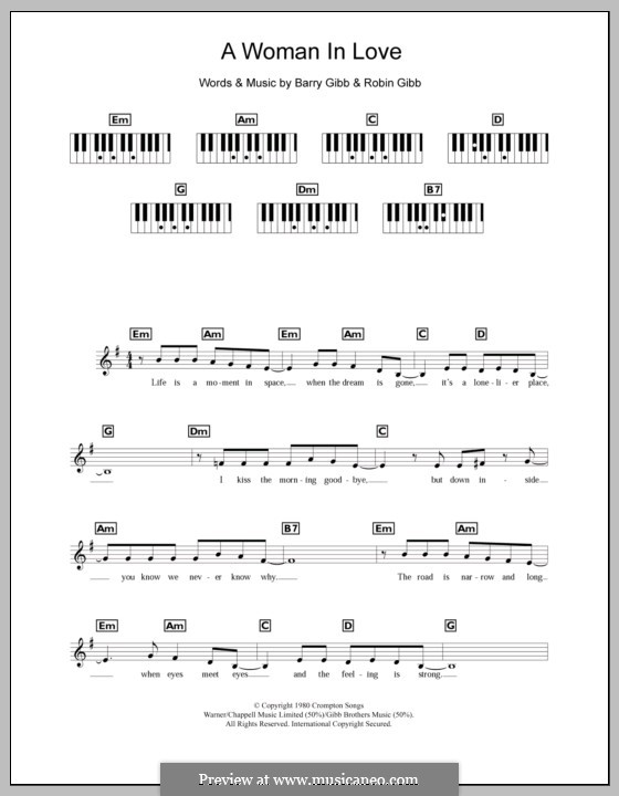 A Woman in Love (Barbra Streisand): Für Keyboard by Barry Gibb, Robin Gibb