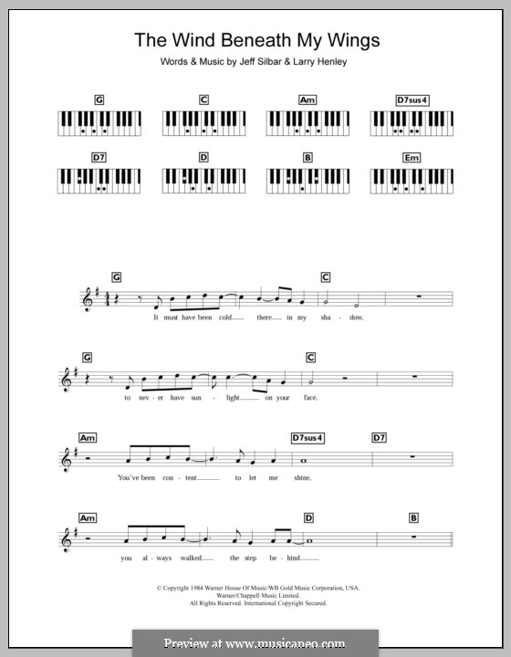 The Wind Beneath My Wings (Bette Midler) von J. Silbar, L. Henley auf