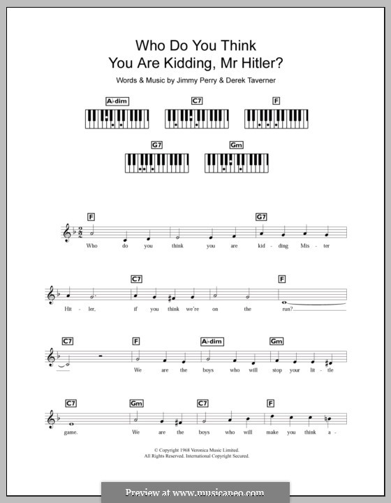 Who Do You Think You Are Kidding, Mr. Hitler? (theme from Dad's Army): Für Keyboard by Derek Taverner, Jimmy Perry