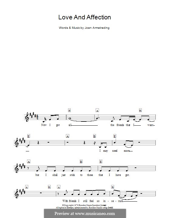 Love and Affection: Für Keyboard by Joan Armatrading
