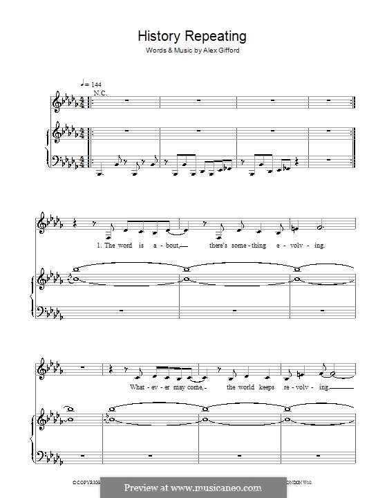 History Repeating (Propellerheads): Für Stimme und Klavier by Alex Gifford