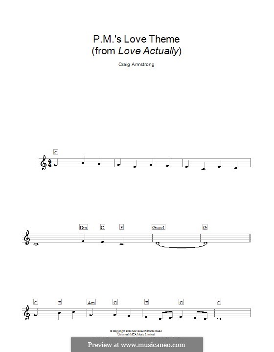P.M.'s Love Theme (from Love Actually): Melodie, Text und Akkorde by Craig Armstrong